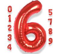 Giant Balloon Number 6 Red 40 Inches 101 Cm Large Red Number 6 Years Helium Balloon Boy Girl Balloon Mylar Decoration For Baby Shower Birthday