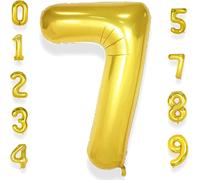 Giant Balloon Number 7 Gold 40 Inches 101 Cm Large Golden Birthday Balloons Number 7 Years Helium Boy Girl Balloon Mylar Decoration For Baby Shower Birthday