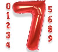 Giant Balloon Number 7 Red 40 Inches 101 Cm Large Red Number 7 Years Helium Balloon Boy Girl Balloon Mylar Decoration For Baby Shower Birthday