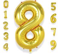 Giant Balloon Number 8 Gold 40 Inches 101 Cm Large Birthday Balloons Gold Number 8 Years Helium Boy Girl Balloon Mylar Decoration For Baby Shower Birthday