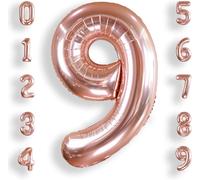 Giant Balloon Number 9 Rose Gold 40 Inches 101 Cm Large Rose Gold Birthday Balloon Number 9 Years Helium Boy Girl Balloon Mylar Decoration For Baby Shower Birthday