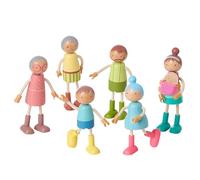 Giant bean Poupées pliantes pour enfants - Pour 7 personnes - Pour maison de poupée - Cadeau en bois