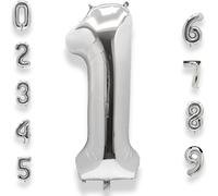 Giant Birthday Number 1 Silver 40 Inches 101 Cm Giant Silver Helium Balloon Number 1 Year Boy Girl Balloon Mylar Decoration For Baby Shower Birthday
