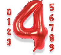 Giant Birthday Number 4 Red 40 Inches 101 Cm Giant Red Helium Balloon Number 4 Years Boy Girl Balloon Mylar Decoration For Baby Shower Birthday