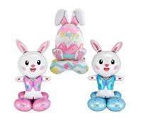Giant Bunny Balloons, Foil Balloon Set, 59 Inch 3d Rabbit Party Decoration for Backyard, Porch, Front Door, or Garden, Inflatable Balloons with Fun Design, Holiday and Birthday Party Decor