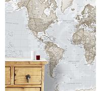 Giant Carte du Monde Papier Peint - Neutres - 232 x 158 cm