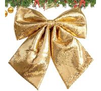Giant Christmas Bow Glitter Sequin Holiday Tree Topper Ornament