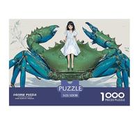 Giant Crab Carrying Girl 1000 Pcs Carton Premium Lot de Puzzles Giant Fantasy Crab Stimulant Et Éducatif Jeu Créatif Puzzles As Birthday Gifts 52x38cm/1000pcs