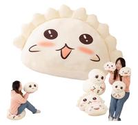 Giant Cute Dumpling & Steamed Bun Plush Toy,Backrest Pillows with Lovely Faces,Soft Cozy Sleeping Stuffed Pillow,Funny Adorable Food Themed Pillow (Happy Dumpling35cm/13.78in)