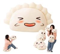 Giant Cute Dumpling & Steamed Bun Plush Toy,Backrest Pillows with Lovely Faces,Soft Cozy Sleeping Stuffed Pillow,Funny Adorable Food Themed Pillow (Squinting Dumpling35cm/13.78in)