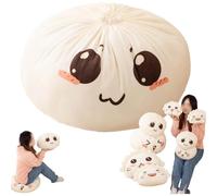 Giant Cute Dumpling & Steamed Bun Plush Toy,Backrest Pillows with Lovely Faces,Soft Cozy Sleeping Stuffed Pillow,Funny Adorable Food Themed Pillow (Happy Steamed Bun30cm/12in)