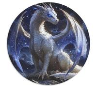 Giant Dragon Blanc Cadeau Unique Décoration Intérieure Dark Blue Wings and Étoiles Jeu Éducatif Challenge Toy Adultes & Enfants des 14 Ans 1000pcs (67.5x67.5cm)
