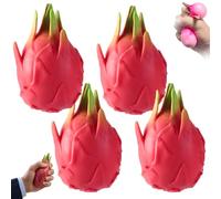 Giant Dragon Fruit Squishy Jumbo - Realistic Sensory Stress Ball for Adults, Tear-Resistant TPR Fidget Toy for Tension Relief & Office Desk Decor, 4.3 inch Slow Rebound, Purple (4PCS)