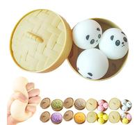 Giant Dumpling Squishy, 10cm Large Dumpling Stress Ball with Steamer Basket, Easter Basket Stuffers Office Desk Gifts (Panda)