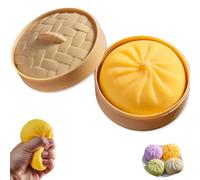 Giant Dumpling Squishy, Dumpling Squishy, Emotional Support Dumplings, 3.9 in Jumbo Dumplings Squishys Toy with Steamer Box, for Adults & Kids (Yellow)