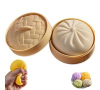 Giant Dumpling Squishy, Dumpling Squishy, Emotional Support Dumplings, 3.9 in Jumbo Dumplings Squishys Toy with Steamer Box, for Adults & Kids (White)
