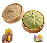 Giant Dumpling Squishy, Dumpling Squishy, Emotional Support Dumplings, 3.9 in Jumbo Dumplings Squishys Toy with Steamer Box, for Adults & Kids (Green)