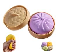 Giant Dumpling Squishy, Dumpling Squishy, Emotional Support Dumplings, 3.9 in Jumbo Dumplings Squishys Toy with Steamer Box, for Adults & Kids (Purple)
