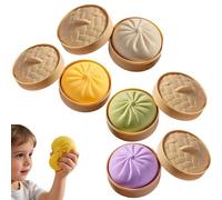 Giant Dumpling Squishy, Giant Glitter Dumpling, Jumbo Dumplings Squishy with Steamer Box (4Pcs)