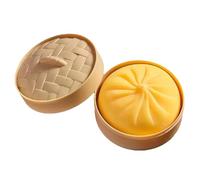 Giant Dumpling Squishy, Giant Glitter Dumpling, Jumbo Dumplings Squishy with Steamer Box (Yellow)