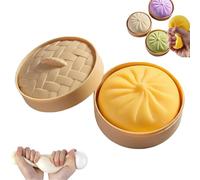 Giant Dumpling Squishy, Mega Rainbow Dumplings, Giant Squishy Dumpling, Large Stress Relief Sensory Ball for Adults & Kids, Soft Squeeze Decompression Dough Fidget Toy (Yellow)