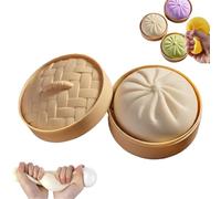 Giant Dumpling Squishy, Mega Rainbow Dumplings, Giant Squishy Dumpling, Large Stress Relief Sensory Ball for Adults & Kids, Soft Squeeze Decompression Dough Fidget Toy (White)