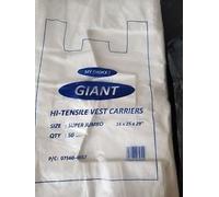 Giant Extra Large Blanc Gilet Sacs de transport en plastique solide 22 Micron 40,6 x 61 x 76,2 cm