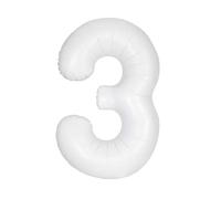 Giant Foil Number 3 Balloon - 86 cm - Matte White