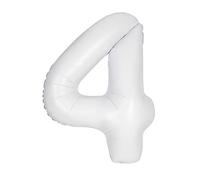 Giant Foil Number 4 Balloon - 86 cm - Matte White