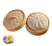 Giant Glitter Dumpling, Giant Dumpling Squishy, Mega Rainbow Dumplings, Bun with Food Steamer Stretchy Desk Toys, Soft Squeeze Decompression Dough (White)