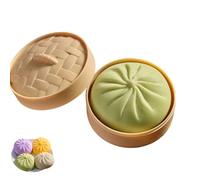 Giant Glitter Dumpling, Giant Dumpling Squishy, Mega Rainbow Dumplings, Bun with Food Steamer Stretchy Desk Toys, Soft Squeeze Decompression Dough (Green)