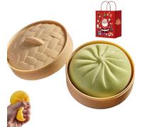 Giant Glitter Dumpling, Giant Glitter Dumpling Squishy Toy, Mega Rainbow Dumplings Fidget, Slow-Rising Sensory Decompression Dumplings,Soft Squeeze Decompression Dough (Green)