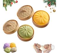 Giant Glitter Dumpling, Jumbo Dumpling Squishy Toy with Steamer Box, Large Stress Relief Sensory Ball for Adults & Kids, Anxiety Relief Fidget Toy (2PCS-AC)
