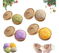 Giant Glitter Dumpling, Jumbo Dumpling Squishy Toy with Steamer Box, Large Stress Relief Sensory Ball for Adults & Kids, Anxiety Relief Fidget Toy (4PCS-ABCD)