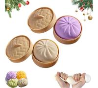 Giant Glitter Dumpling, Jumbo Dumpling Squishy Toy with Steamer Box, Large Stress Relief Sensory Ball for Adults & Kids, Anxiety Relief Fidget Toy (2PCS-BD)