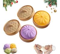 Giant Glitter Dumpling, Jumbo Dumpling Squishy Toy with Steamer Box, Large Stress Relief Sensory Ball for Adults & Kids, Anxiety Relief Fidget Toy (2PCS-AB)