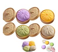 Giant Glitter Dumpling - Jumbo Dumpling with Steamer Box Stress Ball, Large Anxiety Relief for Adults & Kids (4Pcs)