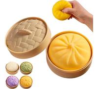Giant Glitter Dumpling - Jumbo Dumpling with Steamer Box Stress Ball, Large Anxiety Relief for Adults & Kids (Yellow)