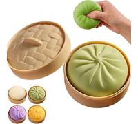 Giant Glitter Dumpling - Jumbo Dumpling with Steamer Box Stress Ball, Large Anxiety Relief for Adults & Kids (Green)