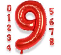 Giant Number 9 Red Balloon 40 Inches 101 Cm Large Helium Birthday Balloon For Boys Girls Birthday Decoration For Baby Shower Birthday