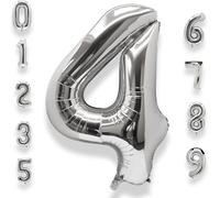 Giant Silver Number 4 40 Inches 101 Cm Giant Helium Balloon Number 4 Years Boy Girl Balloon Mylar Decoration For Baby Shower Birthday