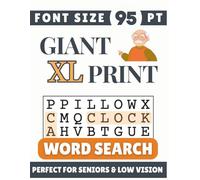 Giant XL Print 95 pt Font Word Search: Designed for Seniors, Low Vision & Visually Impaired | 60 Relaxing Puzzles | 8.5x11 Inches | Thoughtful Gift for Parents, Grandparents & Loved Ones