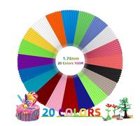 GIANTARM Filament PLA pour stylo et 3d - 20 couleurs - 5 m au total - Filament PLA pour imprimante - 1,75 mm - Couleurs 3d - Pour MYNT3D, ODRVM, Tecboss, Lovebay