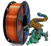 GIANTARM Filament PLA tricolore 1,75 mm (±0,02 mm) 1 kg, pour imprimante 3D, 1 rouleau emballé sous vide, brillant magnifique effet de changement de couleur triface, PLA Silk tricolore, orange + bleu