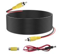 Giantdeer 10m Kit de Câble D'Extension Vidéo RCA, Câble Vidéo RCA Mâle-Mâle, Câble Rca pour Caméra de Recul avec Alimentation et Déclenchement pour Caméra de Recul,Surveillance,Navigation,DVD