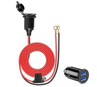 Giantdeer 2m Prise de Rallonge pour Allume Cigarette, 14AWG Chargeur d'Adaptateur 12V/24V DC avec Fusible 20A, Mini étanche Chargeur de Voiture, pour Bateaux, Motos et Voitures