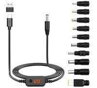 Giantdeer Câble Adaptateur PD-ON-DC,Câble Adaptateur TYPE-C avec Interrupteur, Tension Réglable5V 9V 12V 15V 20V, Câble d'Alimentation avec 10 Têtes de Vonversion DC pour Routeur/Centre USB(1.2m)
