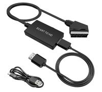 Giantdeer Câble de Conversion Péritel vers HDMI, Adaptateur Péritel vers HDMI Convertisseur HD 720P/1080P avec Cordon d'alimentation+Câble à Double Interface pour avec PS3/Xbox/DVD/VHS Video Recorder