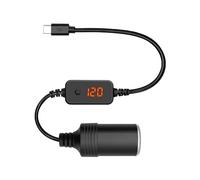 Giantdeer USB C Mâle vers 12V Voiture Allume-Cigare avec LED, Câble USB-C vers Allume-Cigare avec Bouton d'Interrupteur, pour Régler la Tension 5V/9V/12V pour GPS et Enregistreur de Voiture