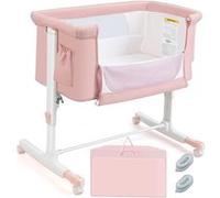 Giantex 3 en 1 Lit Cododo Bébé avec Matelas, 5 Hauteur Réglable, pour 0-5 Mois, 86x63x81cm